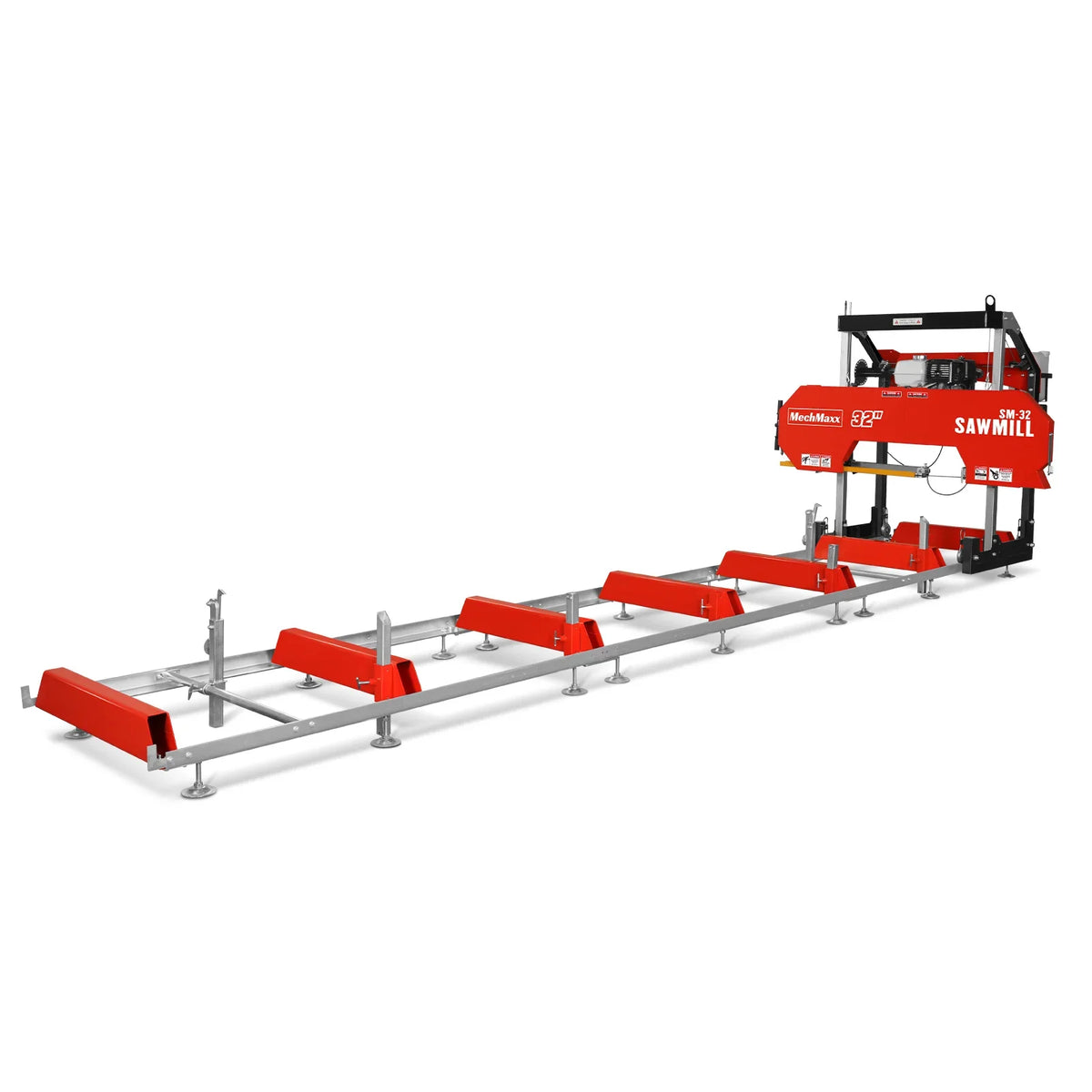 MechMaxx 32" Portable Sawmill , HONDA GX390 389cc E-Start Gasoline Engine, 26.5" Board Width, 20' Track Length (13' Track Length + 6.4' Track Extension Included) , SM-32