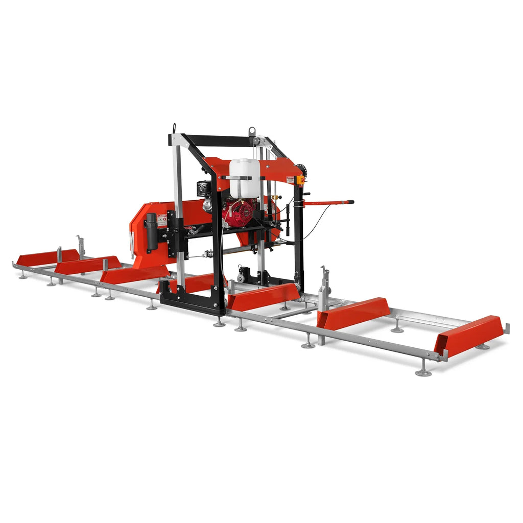 MechMaxx 32" Portable Sawmill , HONDA GX390 389cc E-Start Gasoline Engine, 26.5" Board Width, 20' Track Length (13' Track Length + 6.4' Track Extension Included) , SM-32