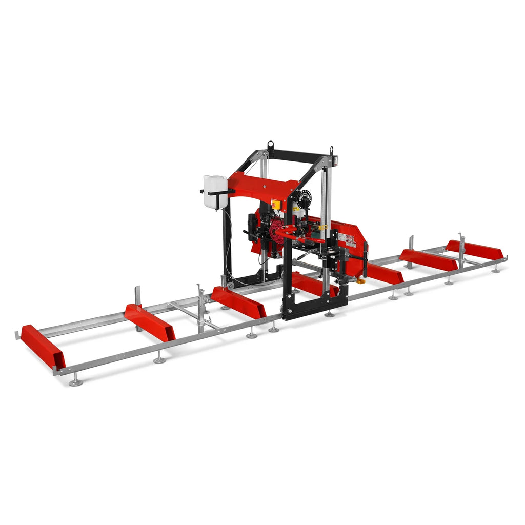 MechMaxx 32" Portable Sawmill , HONDA GX390 389cc E-Start Gasoline Engine, 26.5" Board Width, 20' Track Length (13' Track Length + 6.4' Track Extension Included) , SM-32