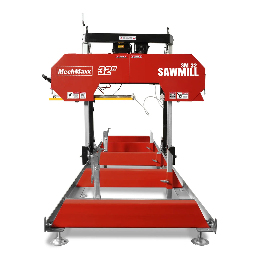 MechMaxx 32" Portable Sawmill, 459cc 15HP E-Start Gasoline Engine, 26.5" Board Width, 13' Track Length , SM-32