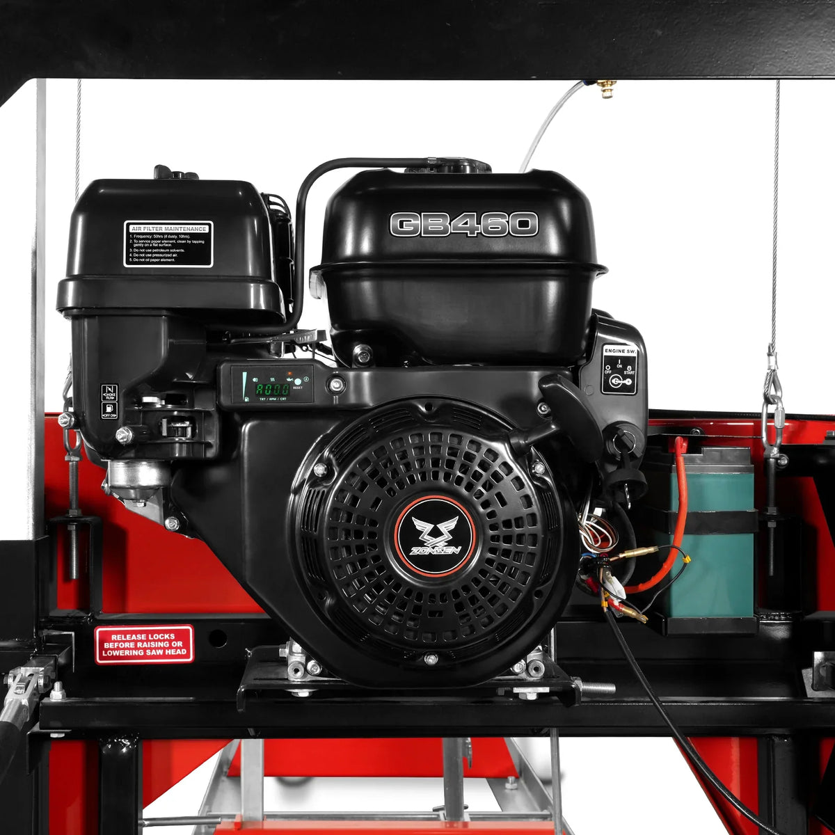 MechMaxx 26" Portable Sawmill , 459cc 15HP E-Start Gasoline Engine, 20" Board Width, 20' Track Length, SM-26