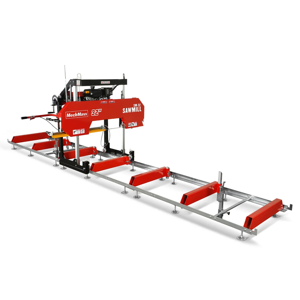 MechMaxx 32" Portable Sawmill, KOHLER CH440 429cc E-Start Gasoline Engine, 26.5" Board Width, 20' Track Length , SM-32