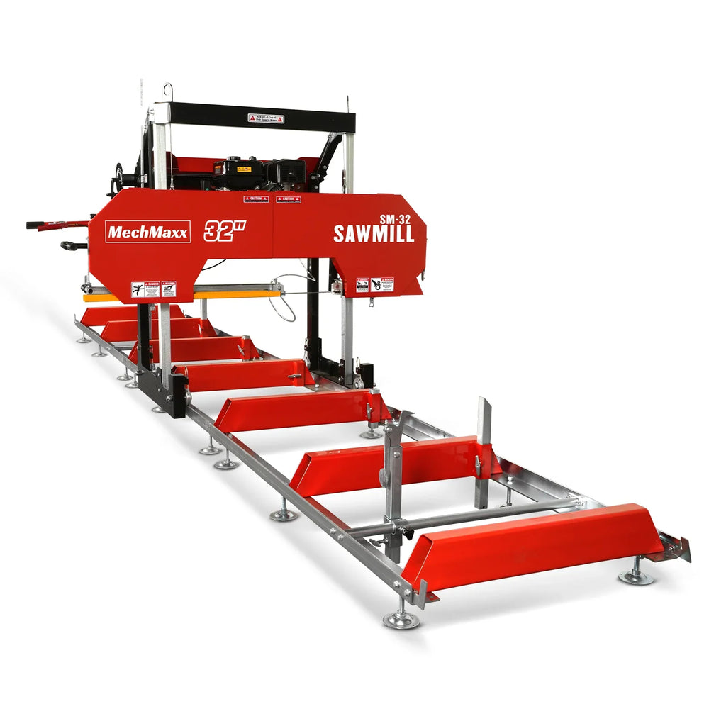 MechMaxx 32" Portable Sawmill, KOHLER CH440 429cc E-Start Gasoline Engine, 26.5" Board Width, 20' Track Length , SM-32