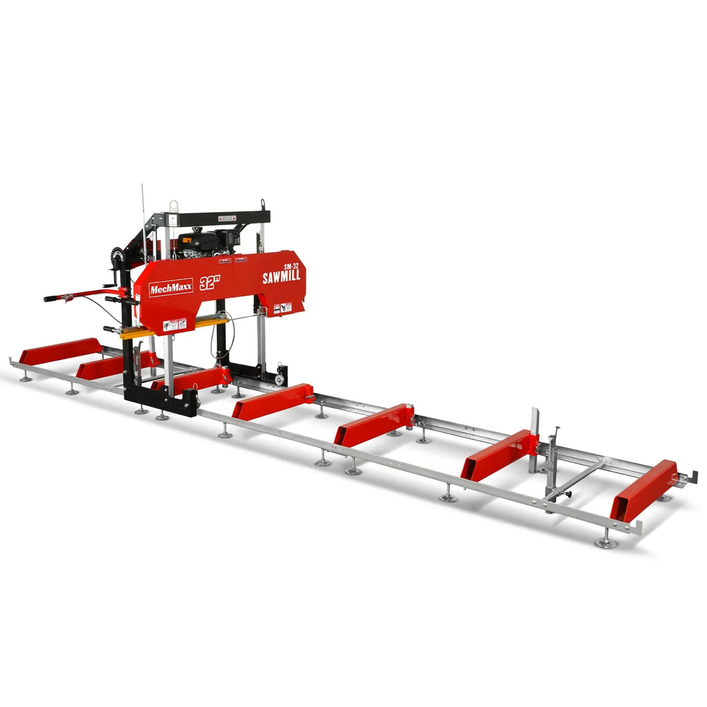 MechMaxx 32" Portable Sawmill, KOHLER CH440 429cc E-Start Gasoline Engine, 26.5" Board Width, 20' Track Length , SM-32