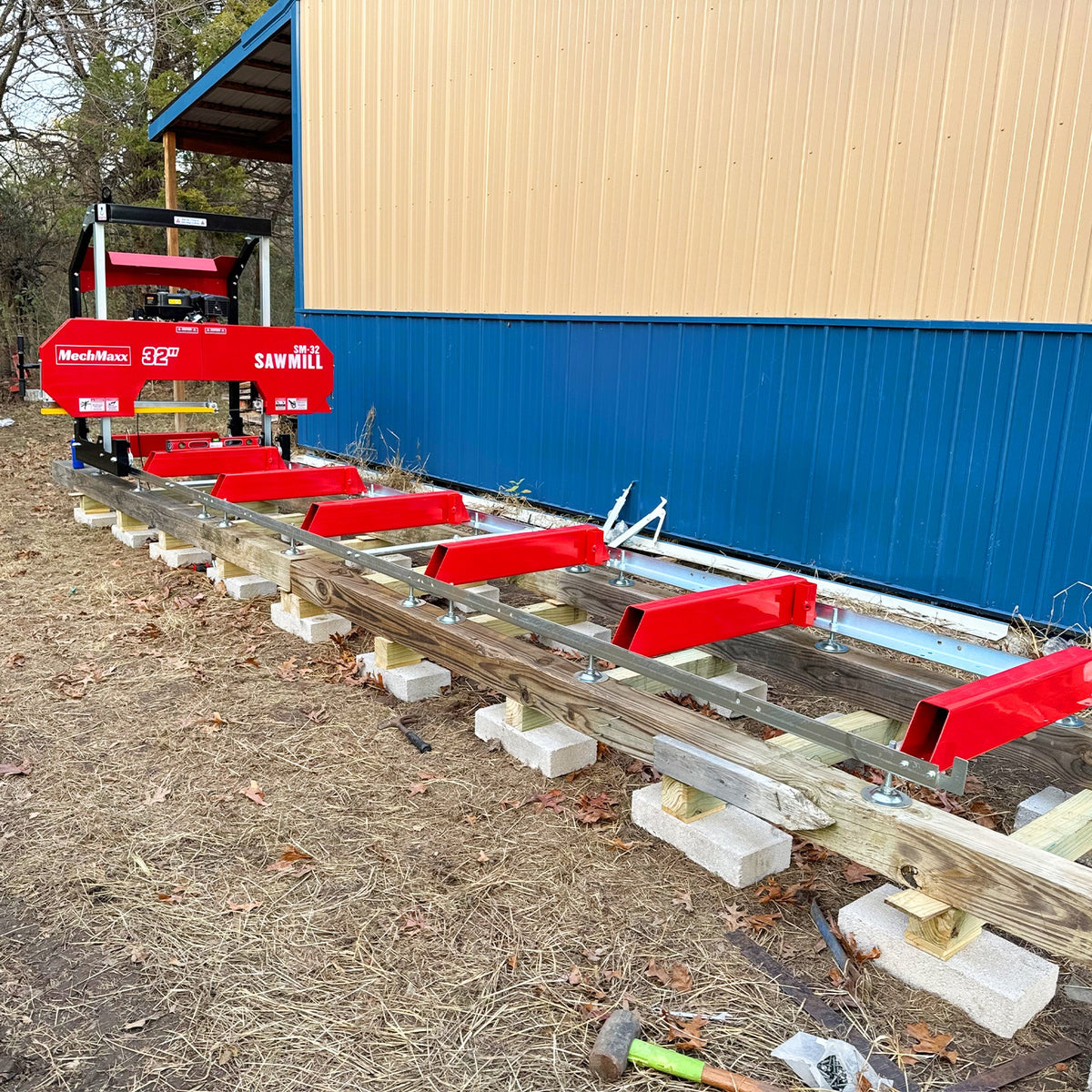 MechMaxx 32" Portable Sawmill, KOHLER CH440 429cc E-Start Gasoline Engine, 26.5" Board Width, 20' Track Length , SM-32