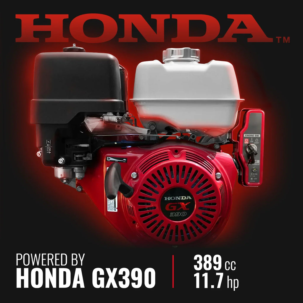 MechMaxx 6 inch HONDA GX390 E-Start Gasoline Engine Powered 4 - Wheel Drum Wood Chipper with Taillight ,  B150