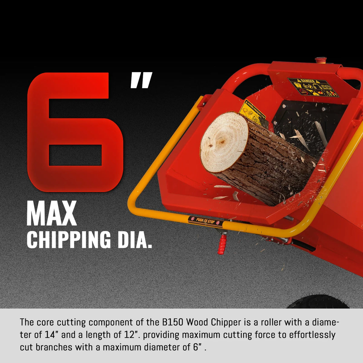 MechMaxx 6 inch HONDA GX390 E-Start Gasoline Engine Powered 4 - Wheel Drum Wood Chipper with Taillight ,  B150